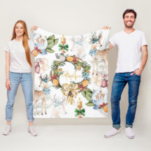 美しい水の色の鹿のクリスマスモノグラムの