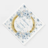 美しい水の色ほこりっぽい青い金ゴールドアクセントナプキン (コーナー)