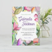 美しい水の色をパーソナライズ縁付き花 招待状 (スタンド正面)