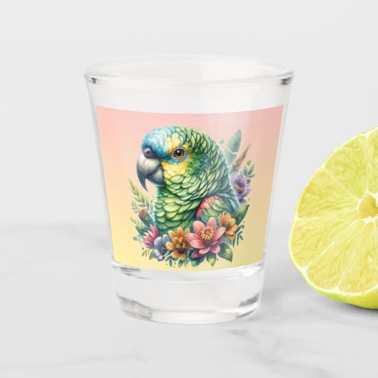 美しい水の色アマゾンオウム ショットグラス (正面)