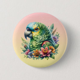 美しい水の色アマゾンオウム 缶バッジ