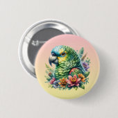 美しい水の色アマゾンオウム 缶バッジ (正面&裏面)