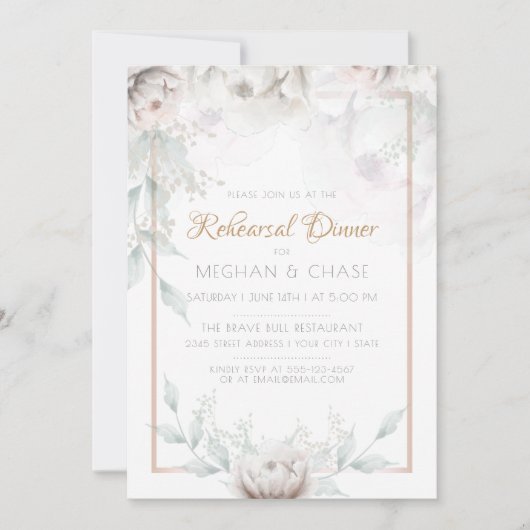 美しい水の色アラバスター牡丹 招待状 (正面)