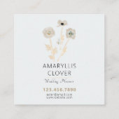 美しい水の色イエローグレーポピーフローラ スクエア名刺 (裏面)