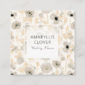 美しい水の色イエローグレーポピーフローラ スクエア名刺 (正面)