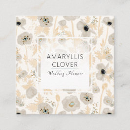 美しい水の色イエローグレーポピーフローラ スクエア名刺