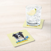 美しい水の色ウクライナ犬と蝶 スクエアペーパーコースター (インサイチュ)
