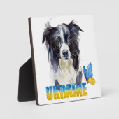 美しい水の色ウクライナ犬と蝶 フォトプラーク (正面)