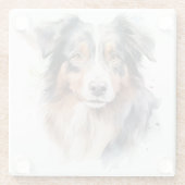 美しい水の色オーストラリアのシェプドッグ顔 ガラスコースター (裏面)