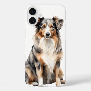 美しい水の色オーストラリアの羊飼い犬 iPhone 16 PLUSケース