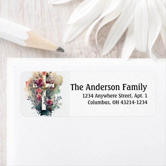 美しい水の色クリスチャンクロスイースターラベル ラベル (インサイチュ)