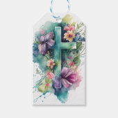 美しい水の色クリスチャンクロス復活祭 ギフトタグ (正面)