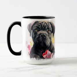 美しい水の色グレイの杖のコルソ犬顔 マグカップ