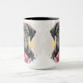 美しい水の色グレイの杖のコルソ犬顔 マグカップ (中央)