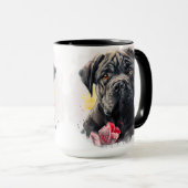 美しい水の色グレイの杖のコルソ犬顔 マグカップ (正面右)