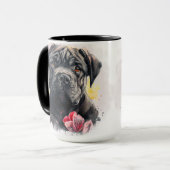 美しい水の色グレイの杖のコルソ犬顔 マグカップ (正面左)