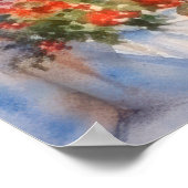 美しい水の色サントリーニギリシャ旅行 ポスター (角)