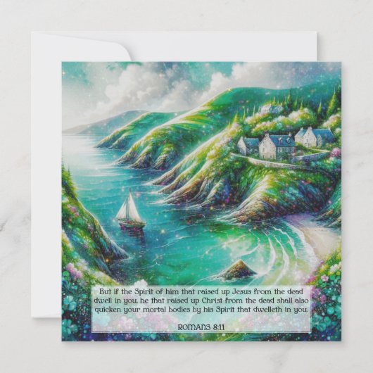 美しい水の色シーショア帆船イースター シーズンカード (正面)