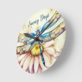 美しい水の色トンボ、パーソナライズ ラウンド壁時計 (傾斜)