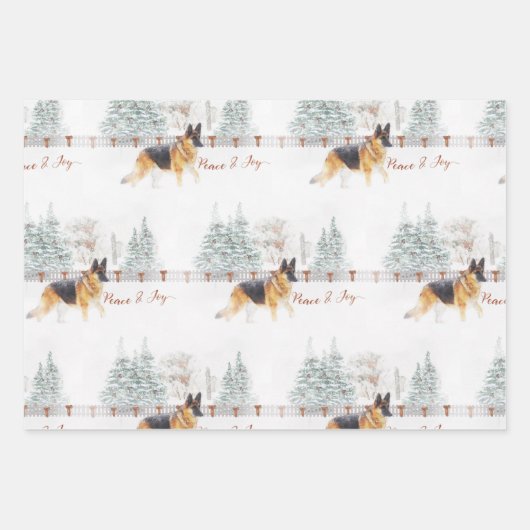 美しい水の色ドイツの羊飼いのクリスマス ラッピングペーパーシート (正面3)