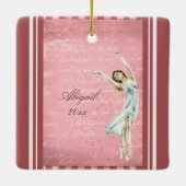 美しい水の色バレリーナピンククリスマス セラミックオーナメント (裏面)