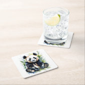 美しい水の色パンダのクマ スクエアペーパーコースター (インサイチュ)