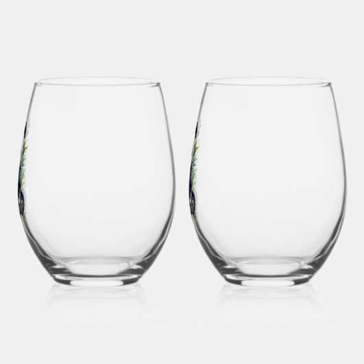 美しい水の色パンダのクマ ステムなしワイングラス (左)