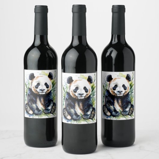 美しい水の色パンダのクマ ワインラベル (ボトル)