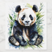 美しい水の色パンダのクマ ワインラベル (シングルラベル)