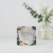 美しい水の色フローラゴールドフォイルレザー スクエア名刺 (スタンド正面)