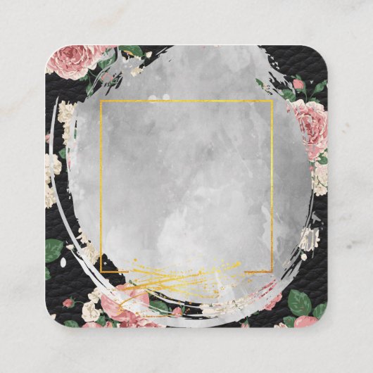 美しい水の色フローラゴールドフォイルレザー スクエア名刺 (裏面)