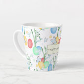 美しい水エレガント色のイースターパターン カフェラテマグ (左アングル)