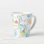 美しい水エレガント色のイースターパターン カフェラテマグ (右アングル)