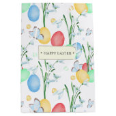 美しい水エレガント色のイースターパターン ミディアムペーパーバッグ (正面)