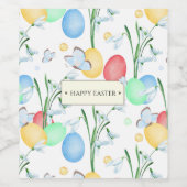 美しい水エレガント色のイースターパターン ワインラベル (シングルラベル)