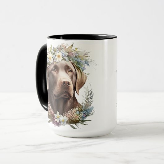 美しい水カラーチョコレートラブラドールレトリバー マグカップ (正面左)