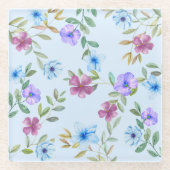 美しい水カラーフローラコースター ガラスコースター (正面)