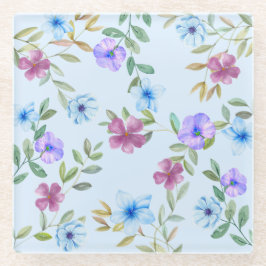 美しい水カラーフローラコースター ガラスコースター