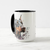 美しい水カラー(犬)ドーベルマン・ピンシェル犬 マグカップ (正面左)