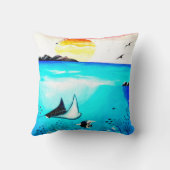 美しい水中のシー絵画ン クッション (裏面)