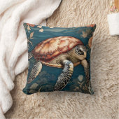 美しい水中ウミガメ クッション (ブランケット)