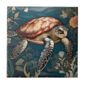 美しい水中ウミガメ タイル (正面)