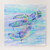 美しい水亀の水色絵画の ジグソーパズル (横)