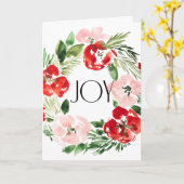 美しい水彩のクリスマスリース 喜び カード (黄色い花)