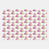 美しい水彩のピンクの花 手描き ラッピングペーパーシート (正面3)