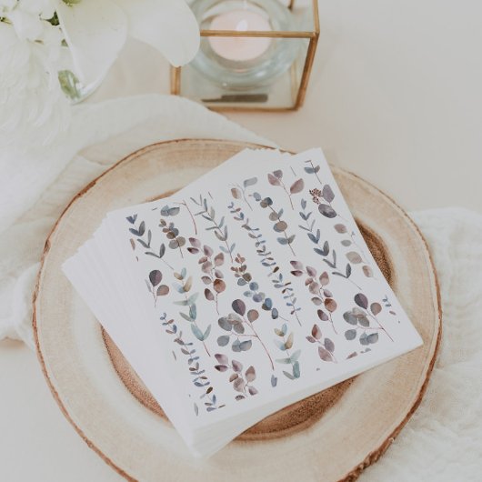 美しい水彩のユーカリの葉 スタンダードカクテルナプキン