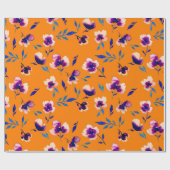 美しい水彩の牡丹ポピースミレットの花と  ラッピングペーパー (フラット)