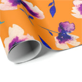 美しい水彩の牡丹ポピースミレットの花と  ラッピングペーパー (ロールコーナー)