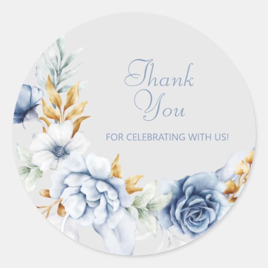美しい水彩の花ありがとう ラウンドシール (正面)