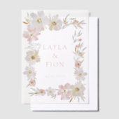 美しい水彩の花枠 ベラム紙招待状 (オフセット)
